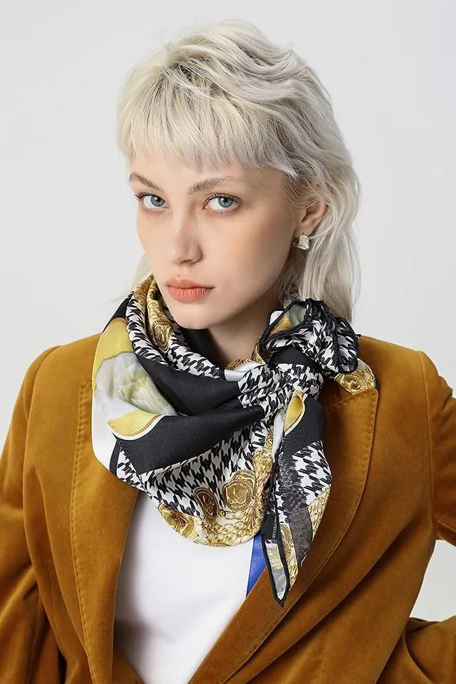 Black Hand Rolled Silk Scarf
