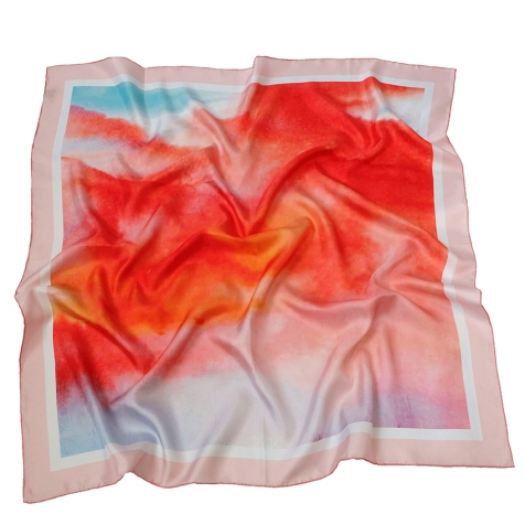 چاپ گل ابریشم ساتین پوشیدن روسری